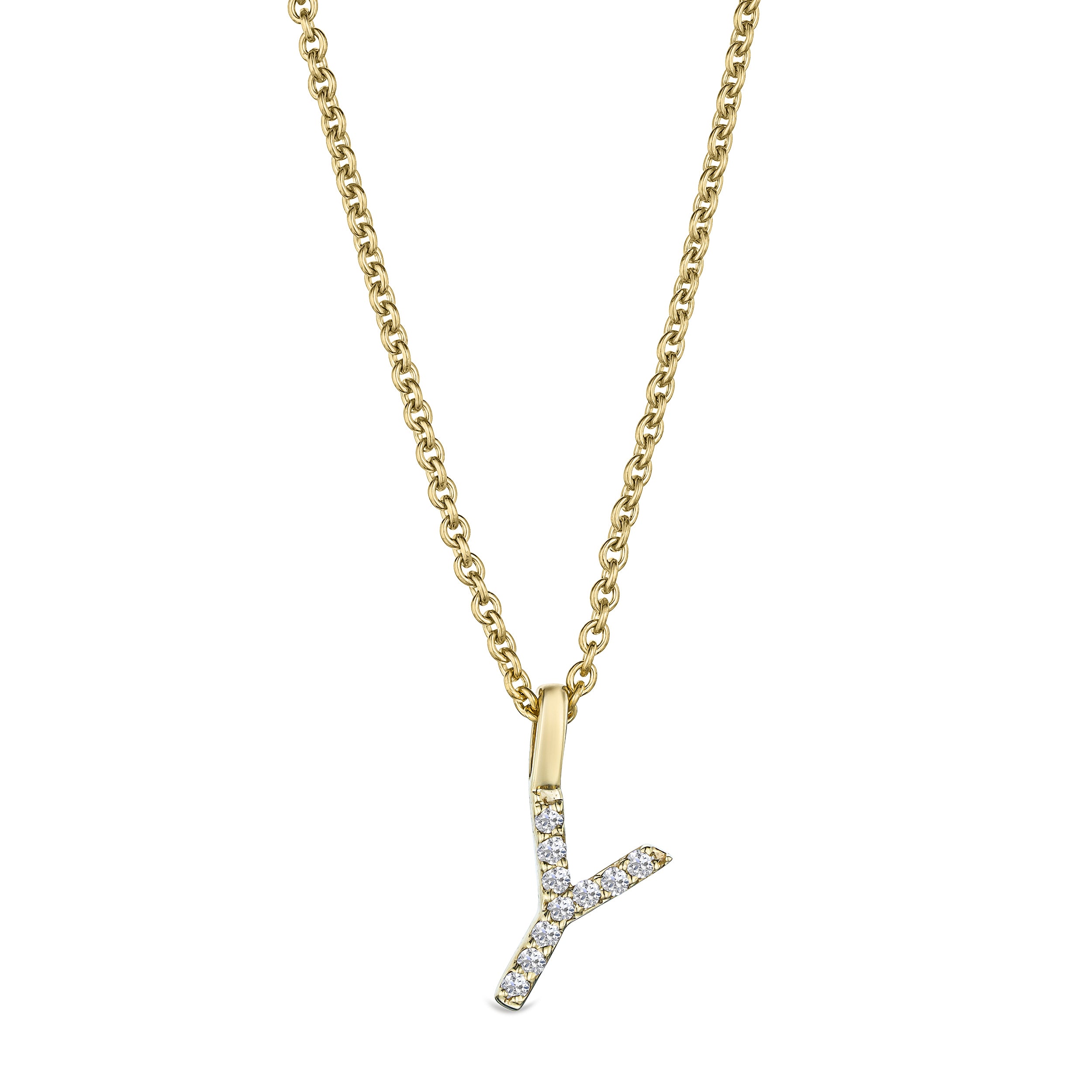 Love Letter Initial Y Lab Diamond Necklace set in 9K Yellow Gold